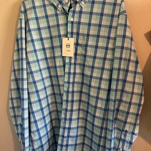 Blue and Green Checkered Men's Shirt